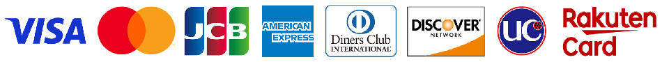 VISA、Mastercard、JCB、American Express、Diners Club、Discover、UC、楽天カード